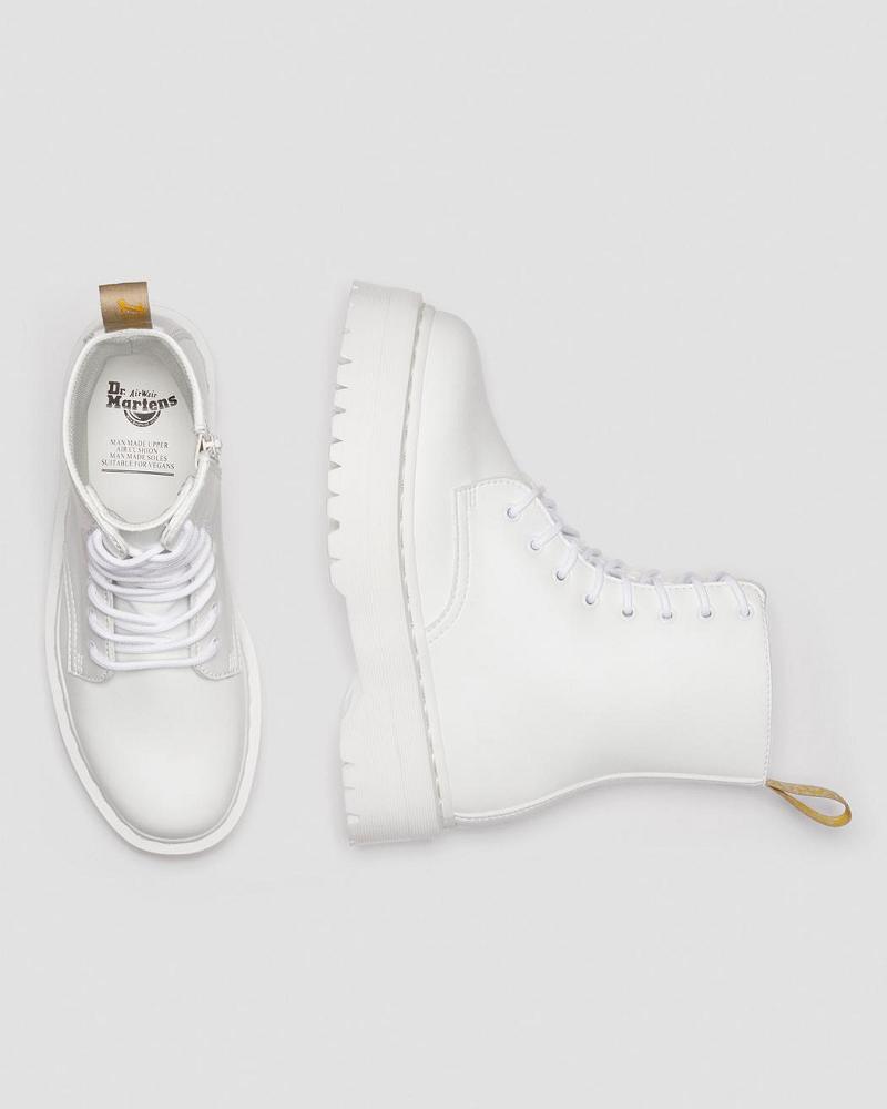 Dr Martens Vegan Jadon II Kemble Mono Platform Støvler Dame Hvide | DK 261SGL